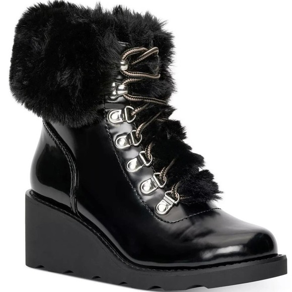 INC INTERNATIONAL CONCEPTS HANNIA WEDGE BOOTIES IN BLACK NWOB WOMEN'S SIZE 10 - Picture 1 of 14